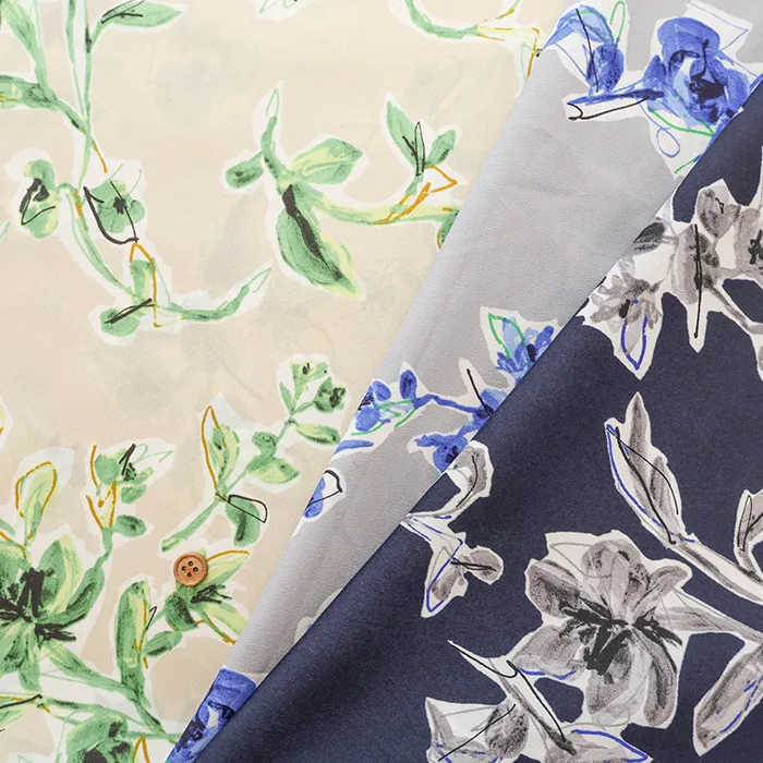 ポリエステルアンティークデシンプリント生地　フラワー