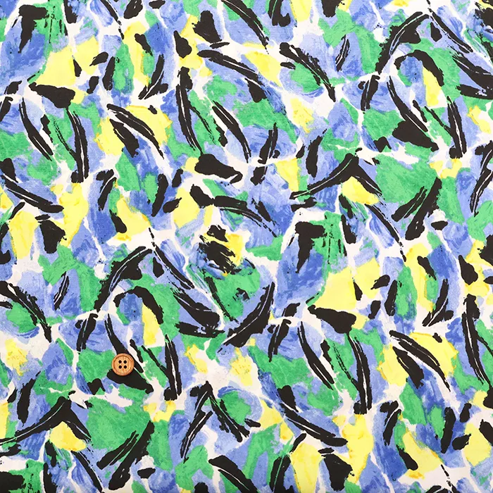 ポリエステルアンティーククレープデシンプリント生地