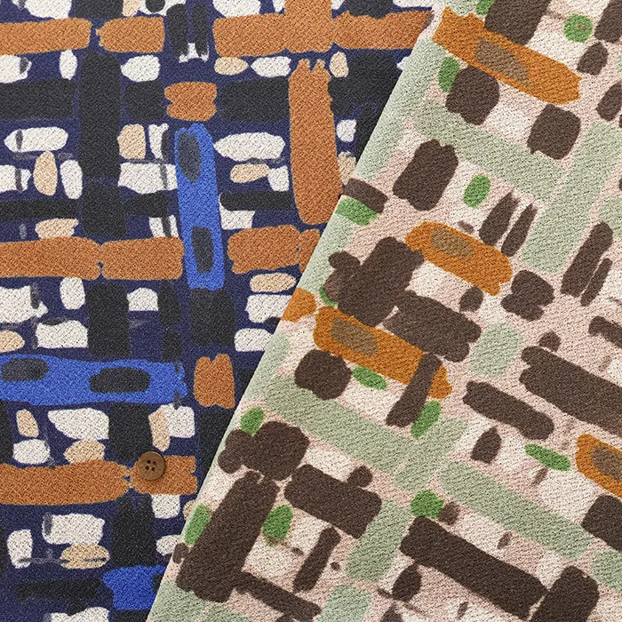 ポリエステルクレープニットプリント生地　インポート風