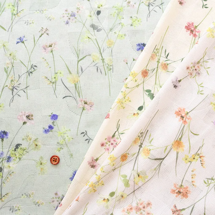 ポリエステルジャガードプリント生地　ワイルドフラワー