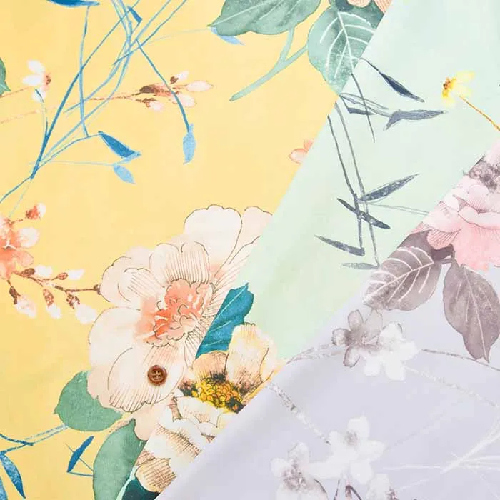 ポリエステル　スムースニットプリント生地　フラワー