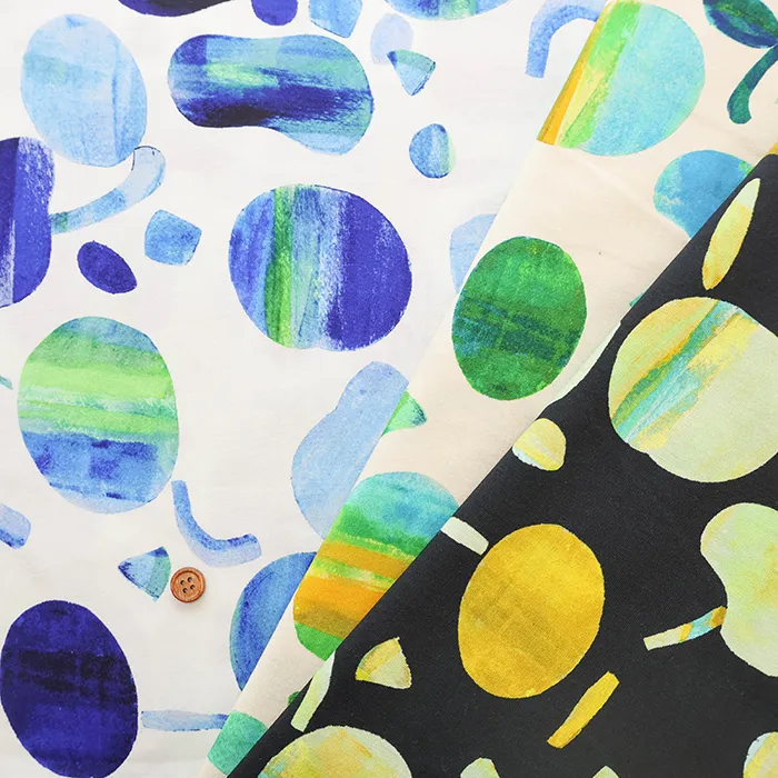 シルケット加工　コットン天竺ニットプリント生地　ペイント