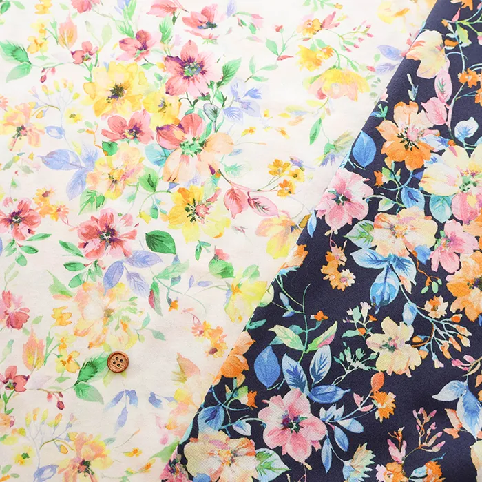 コットン60双天竺ニットインクジェットプリント生地　ボタニカル