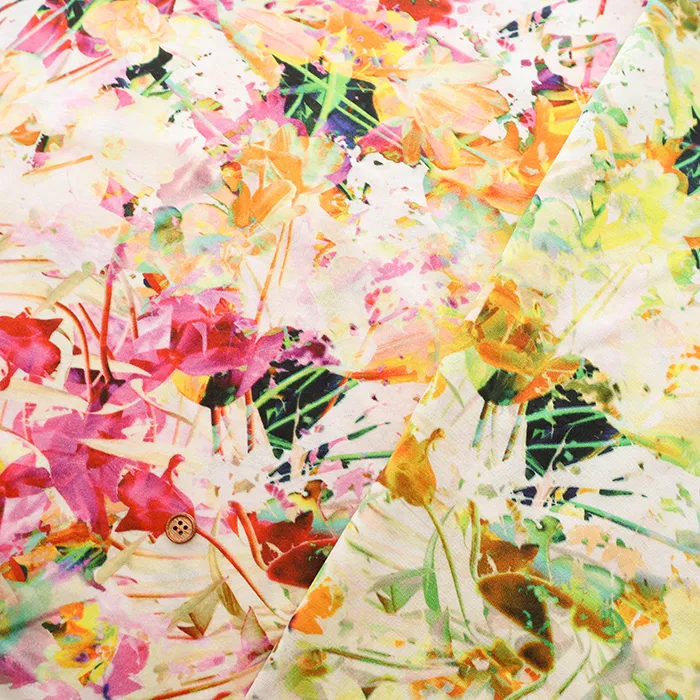 コットン60双天竺ニットインクジェットプリント生地　ボタニカル