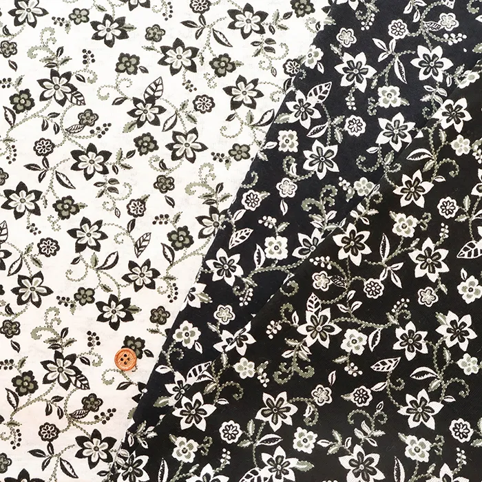 UV加工・シルケット加工　コットン40/2フライスプリント生地　フラワー