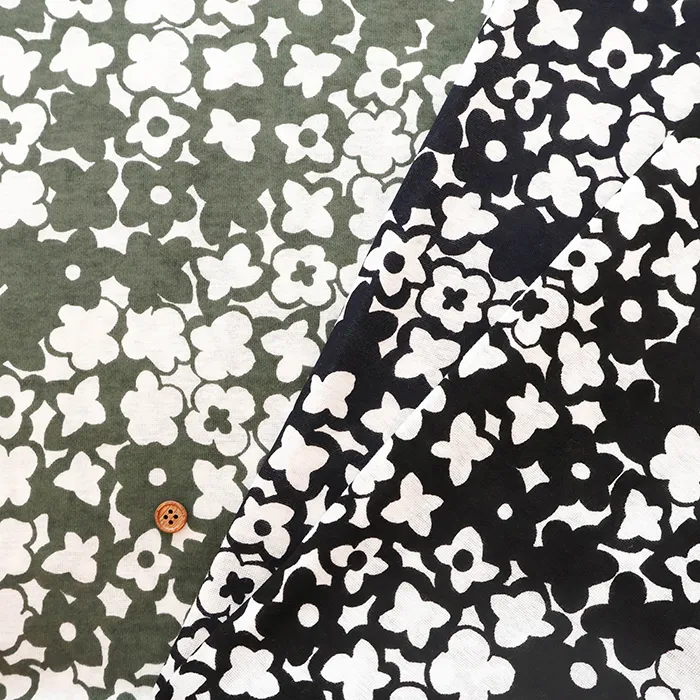 UV加工・シルケット加工　コットン40/2フライスプリント生地　フラワー