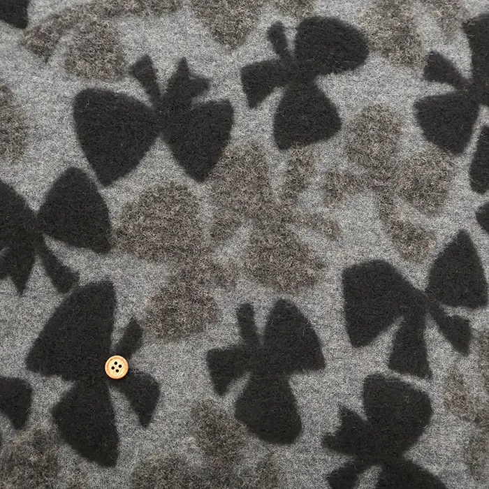 ウールカットジャガード生地　リボン