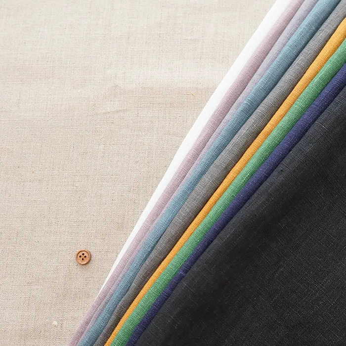 リネンキャンバスダブルワッシャー生地　無地