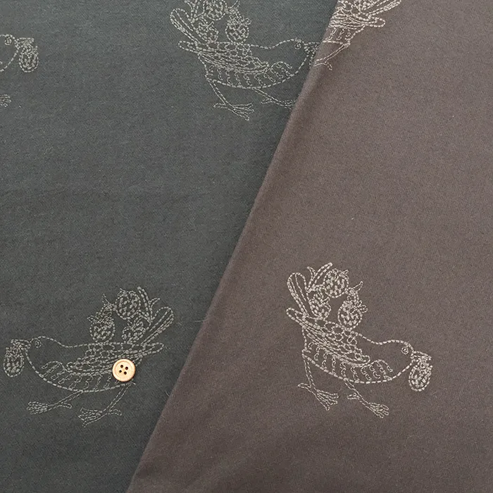 中国製　コットンビエラ刺繍生地　鳥