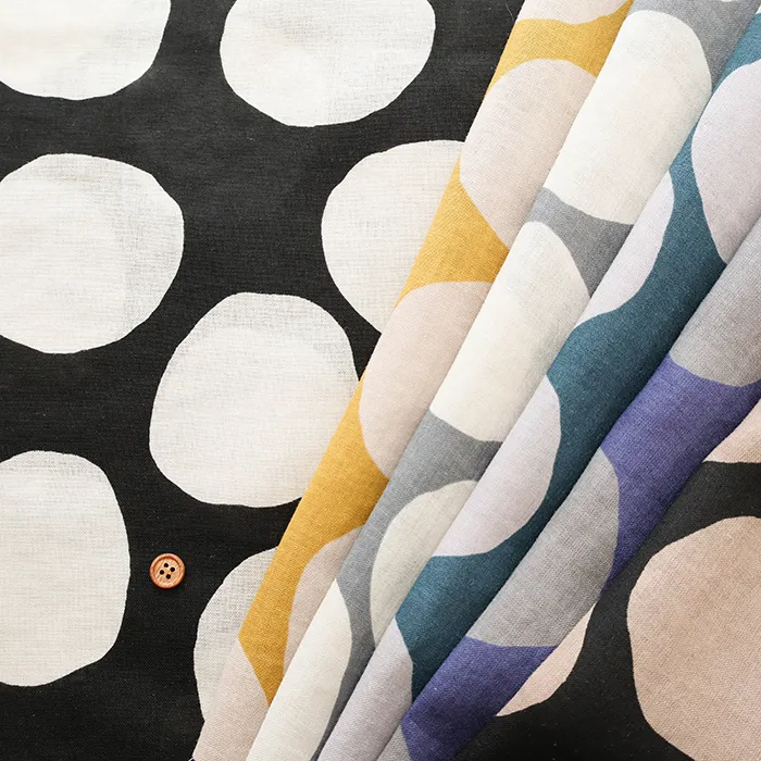 エンジェルソフト加工リネンプリント生地　ドット