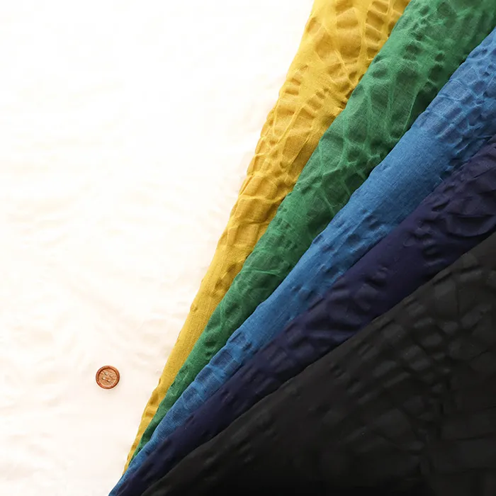 コットンノビリティリップル生地　リーフ柄