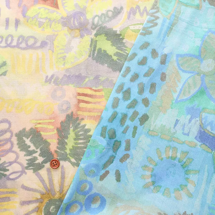 コットンシフォンジョーゼットプリント生地　アートフラワー