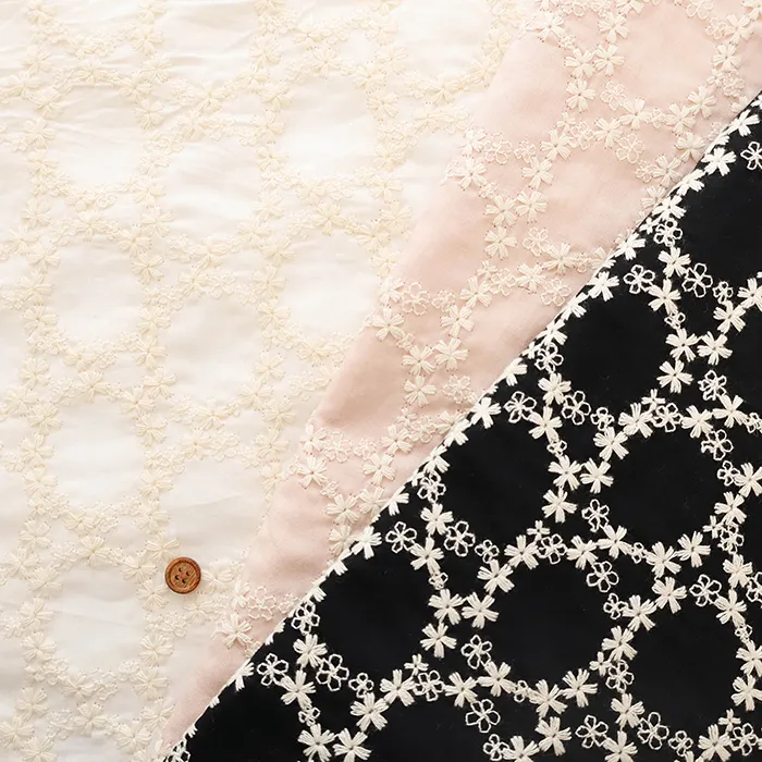 コットン60ローンレース生地　フラワーサークル