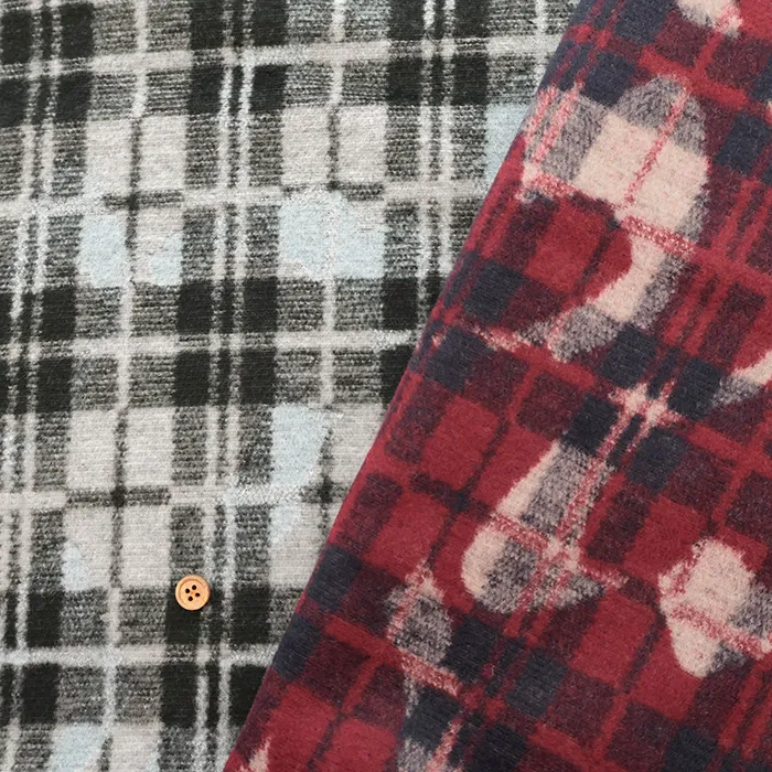 先染パイルジャガード生地　チェック