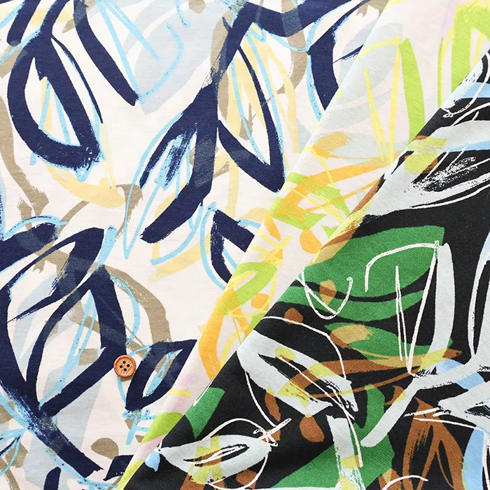 コットン30SZ天竺ニットプリント生地　ボタニカル