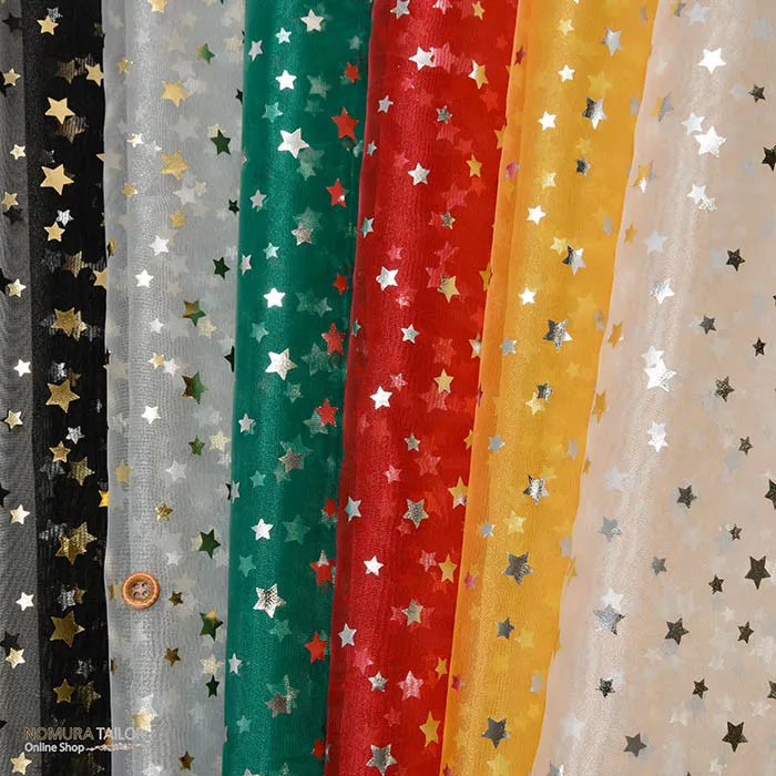 オーガンジーラメプリント生地　スターダスト