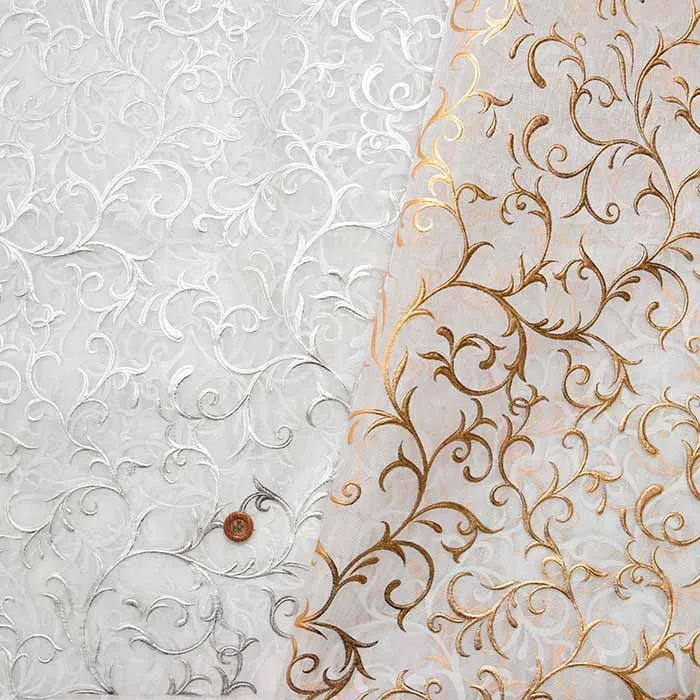 オーガンジー　箔プリント