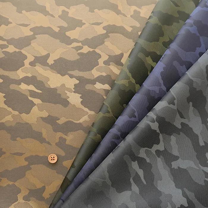 ポリエステルカチオンジャガード生地　カモフラ