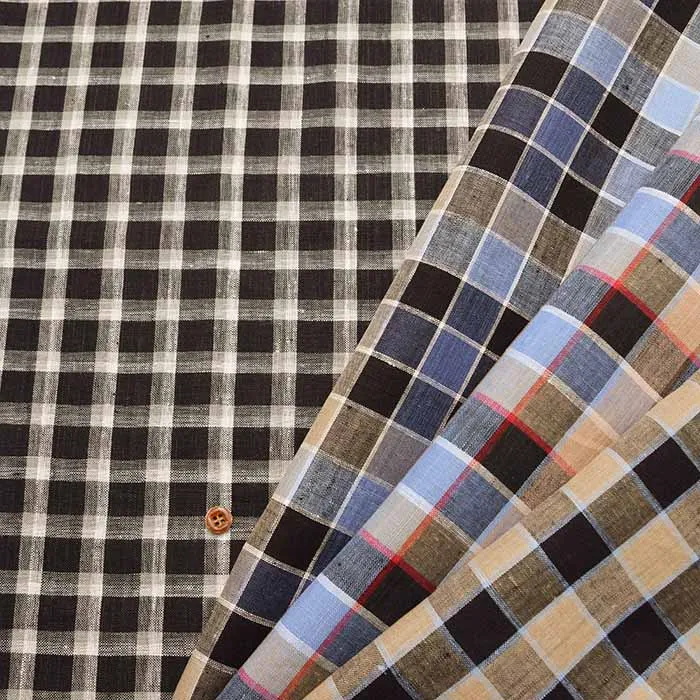 先染リネンチェック生地