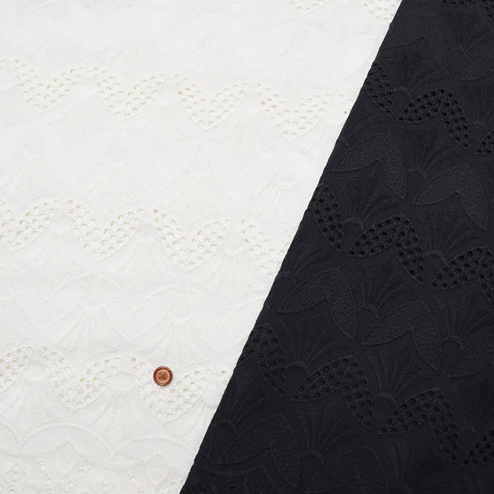 コットン両耳スカラップレース生地　フラワー