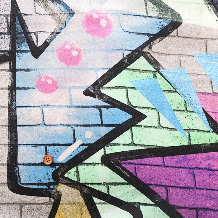 中国製　リネンプリント生地　ペイント