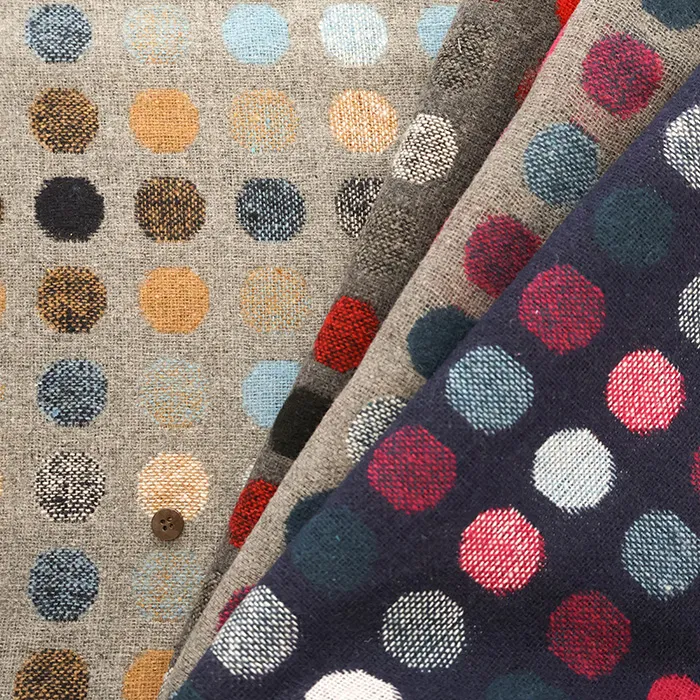 中国製　カラーツイード生地 　ドット