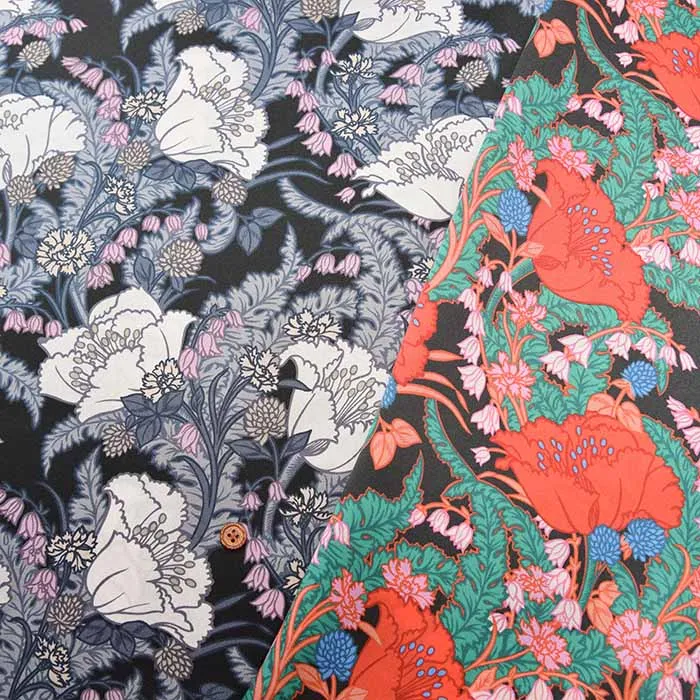 イタリア製　LIBERTY June Dream シルクサテンプリント