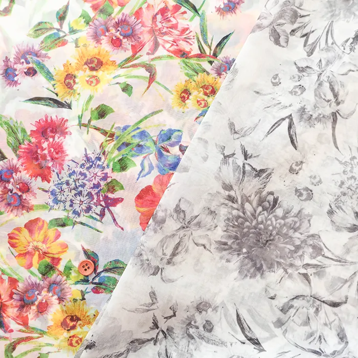 ポリエステルシフォンシャドーチェックプリント生地　クイーンパーティ