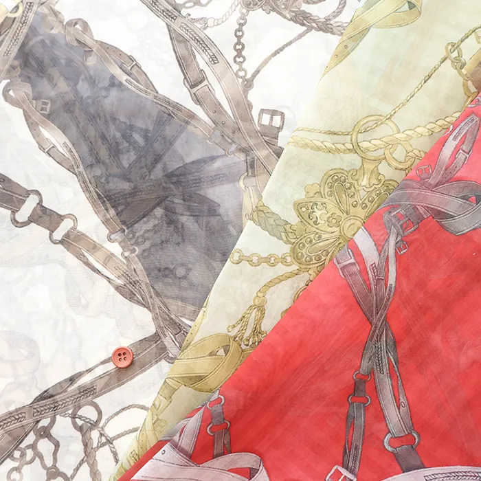 ポリエステルシフォンシャドーチェックプリント生地　ローランド