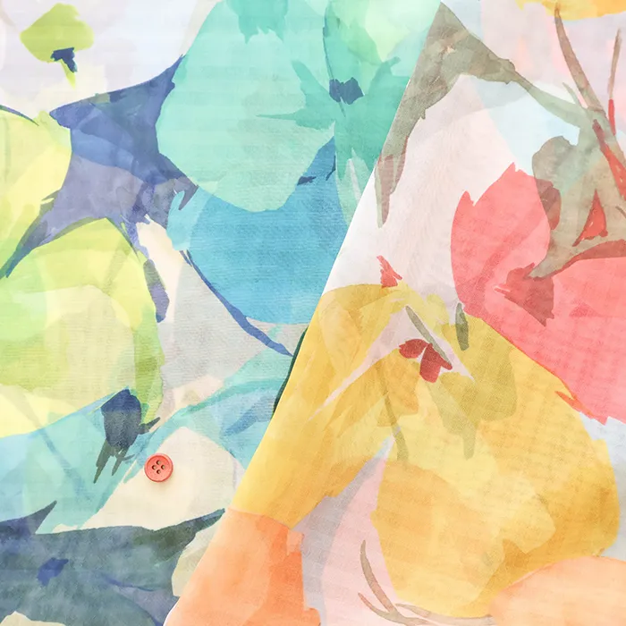 ポリエステルシフォンシャドーチェックプリント生地　シルヴァ