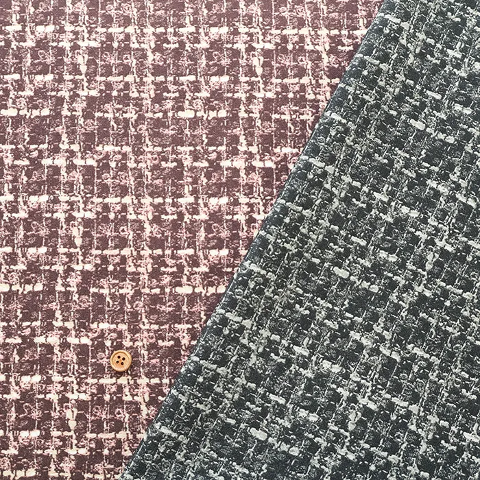 ナイロン裏起毛ツイード風ニットプリント生地