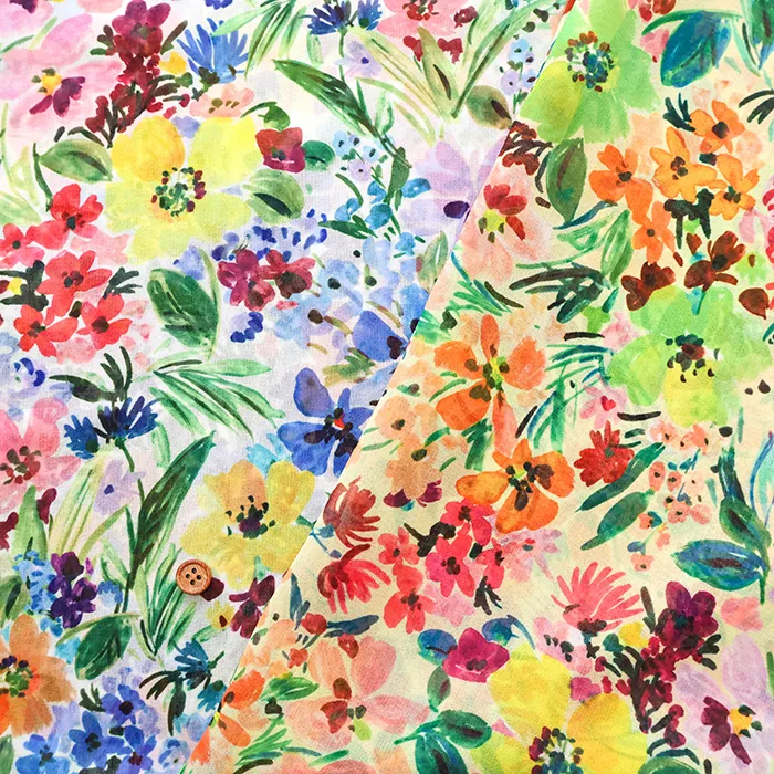 イタリア製　ポリエステルジョーゼットインクジェットプリント生地　フラワー