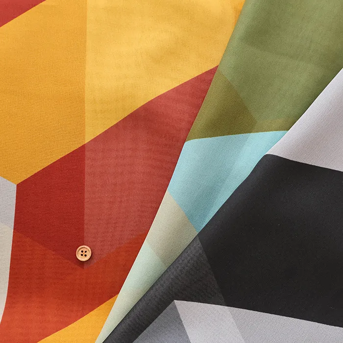 ポリエステルジョーゼットプリント生地　ブロック