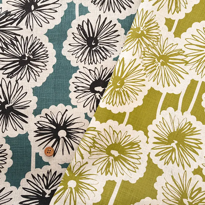 リネンクロス生地　ガーベラ