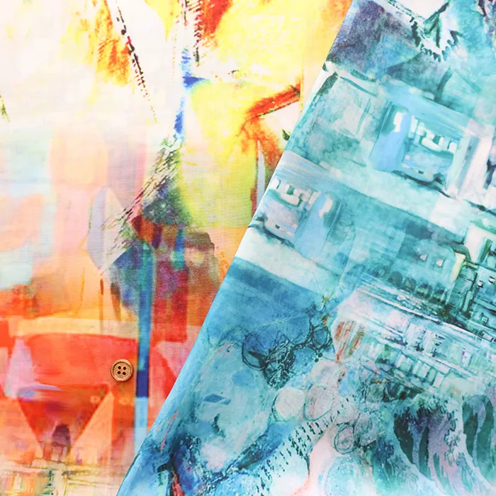 ポリエステルインクジェットプリント生地　街並