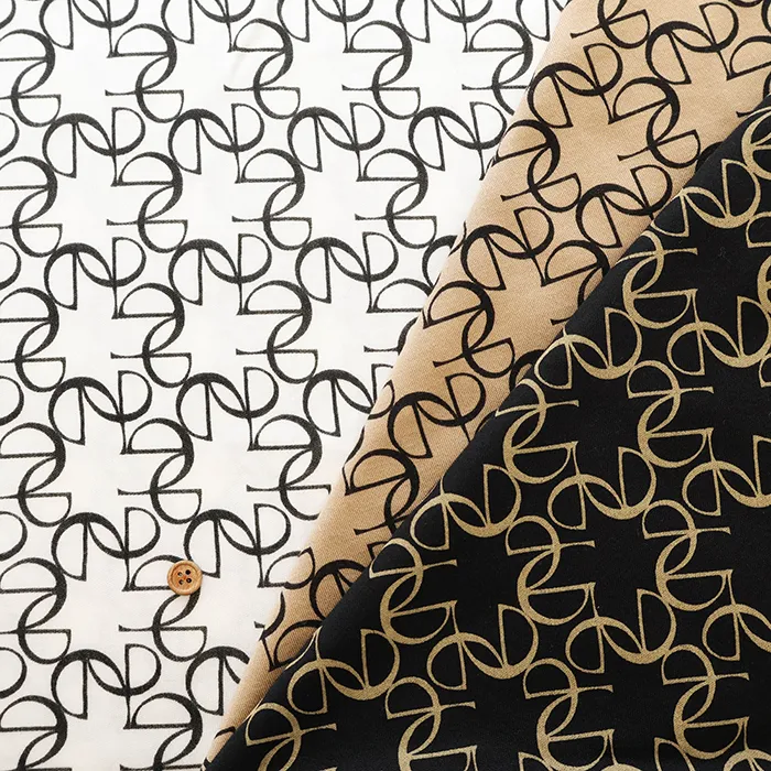 リヨセルニットプリント生地　モノグラム