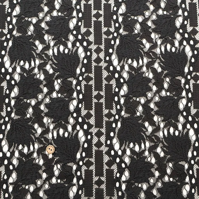 コードレース生地　ストライプフラワー