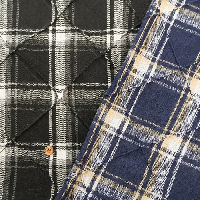 中国製　ポリエステルピンタック生地　チェック