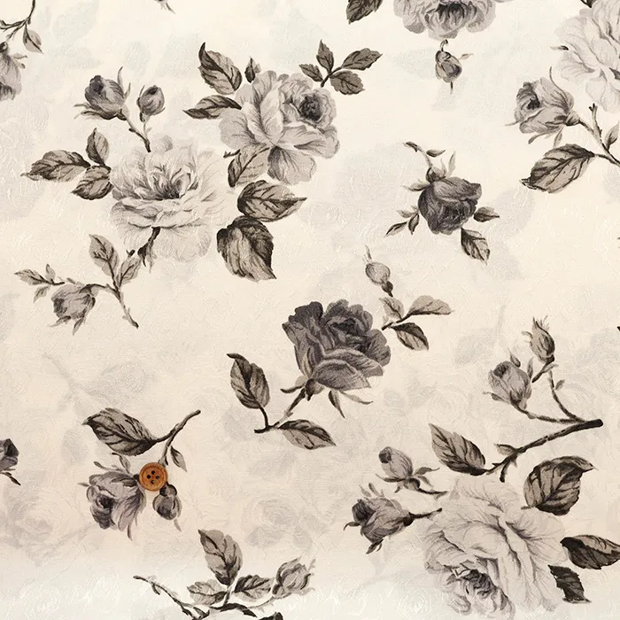 ポリエステルジャガード生地　フラワープリント