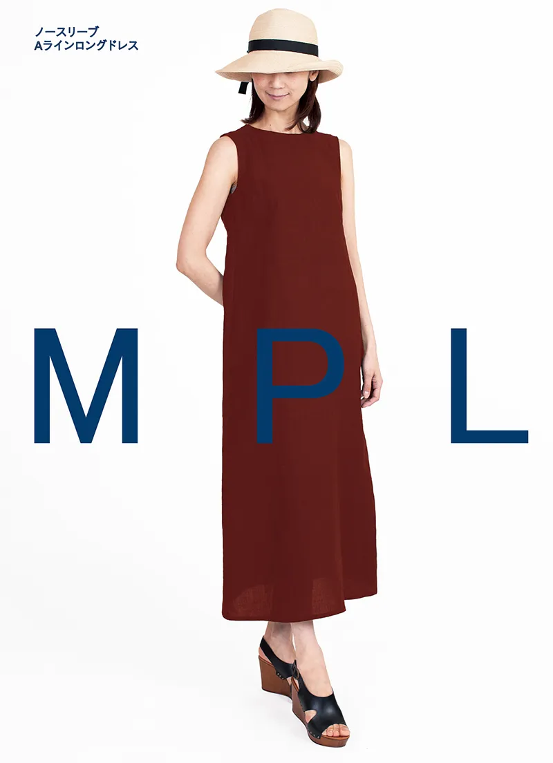 パターン　型紙　ノースリーブAラインロングドレス