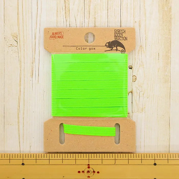 SGネオンカラーゴム　6ｍｍ平1.5ｍ　ネオングリーン