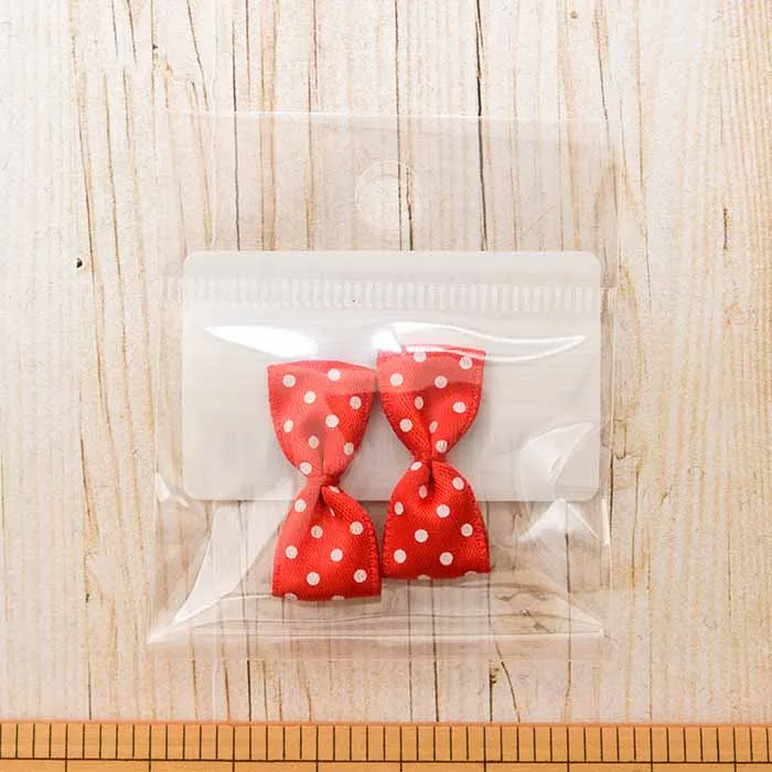 ダリン　ドットサテンリボン　12mm×29mm×2個入り