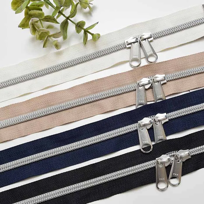 メタリオンファスナー60ｃｍ　シルバー　両開き