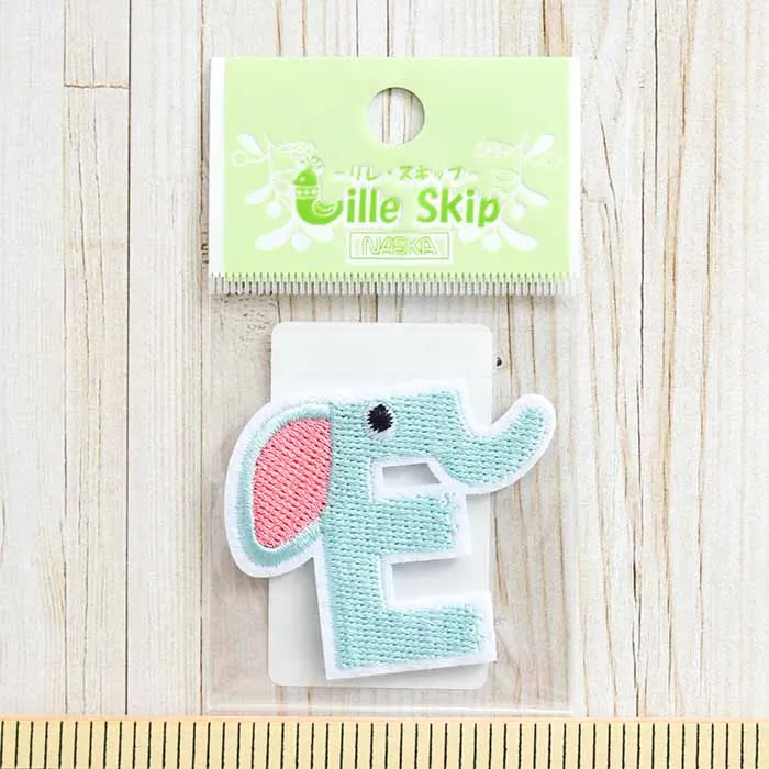 アイロン接着ワッペン　動物アルファベット　Elephant（ゾウ）