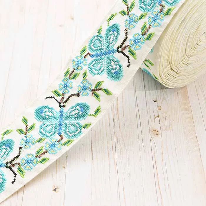 インド製　刺繍リボン　約60mm幅