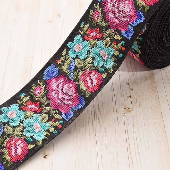 インド製　刺繍リボン　約70mm幅