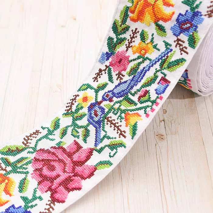 インド製　刺繍リボン　約80mm幅