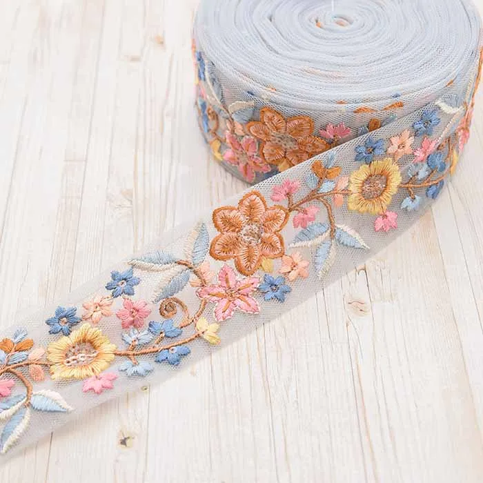 インド製　刺繍リボン　約50mm幅