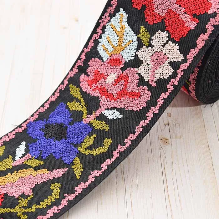 インド製　刺繍リボン　約90mm幅