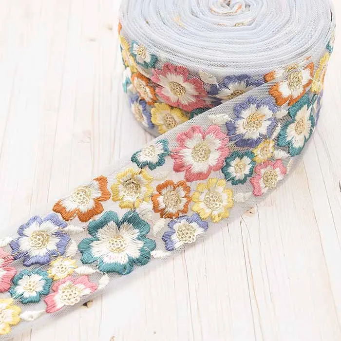 インド製　刺繍リボン　約50mm幅